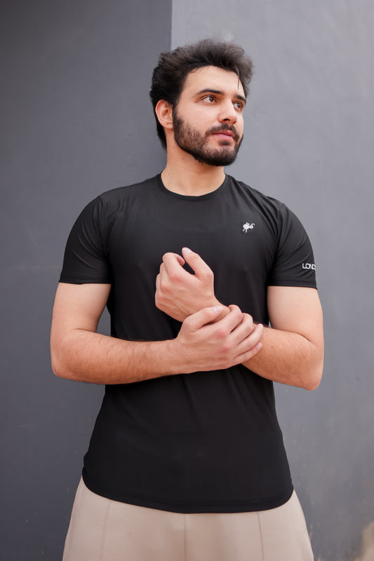 Black Breathable Fitted Tee