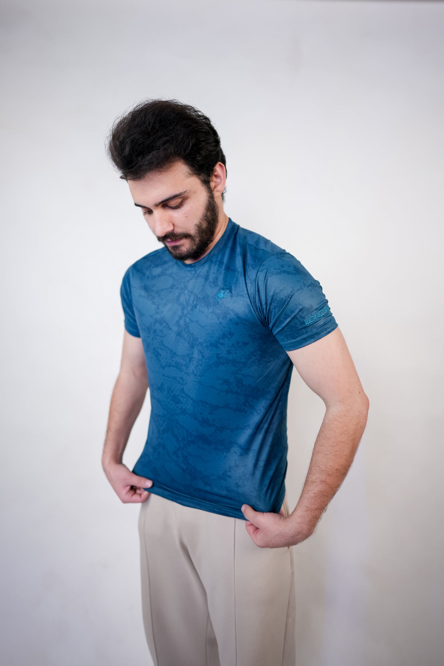 Blue Dry Fit Textured Tee